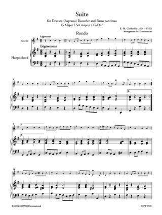 Suite pour fl. à bec soprano Bc en sol maj. 